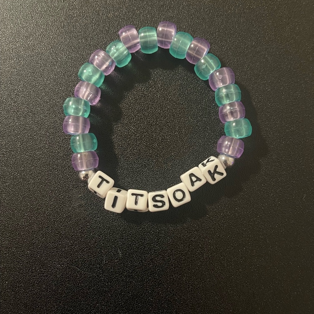 TITSOAK Vampire Funny Kandi Bracelet Handmade Rave Accessory Purple Blue